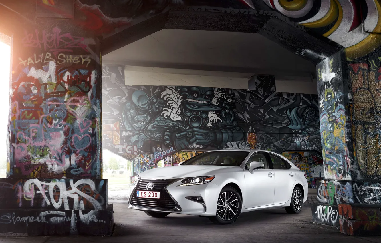 Photo wallpaper auto, light, wall, graffiti, Lexus, Lexus, ES 200