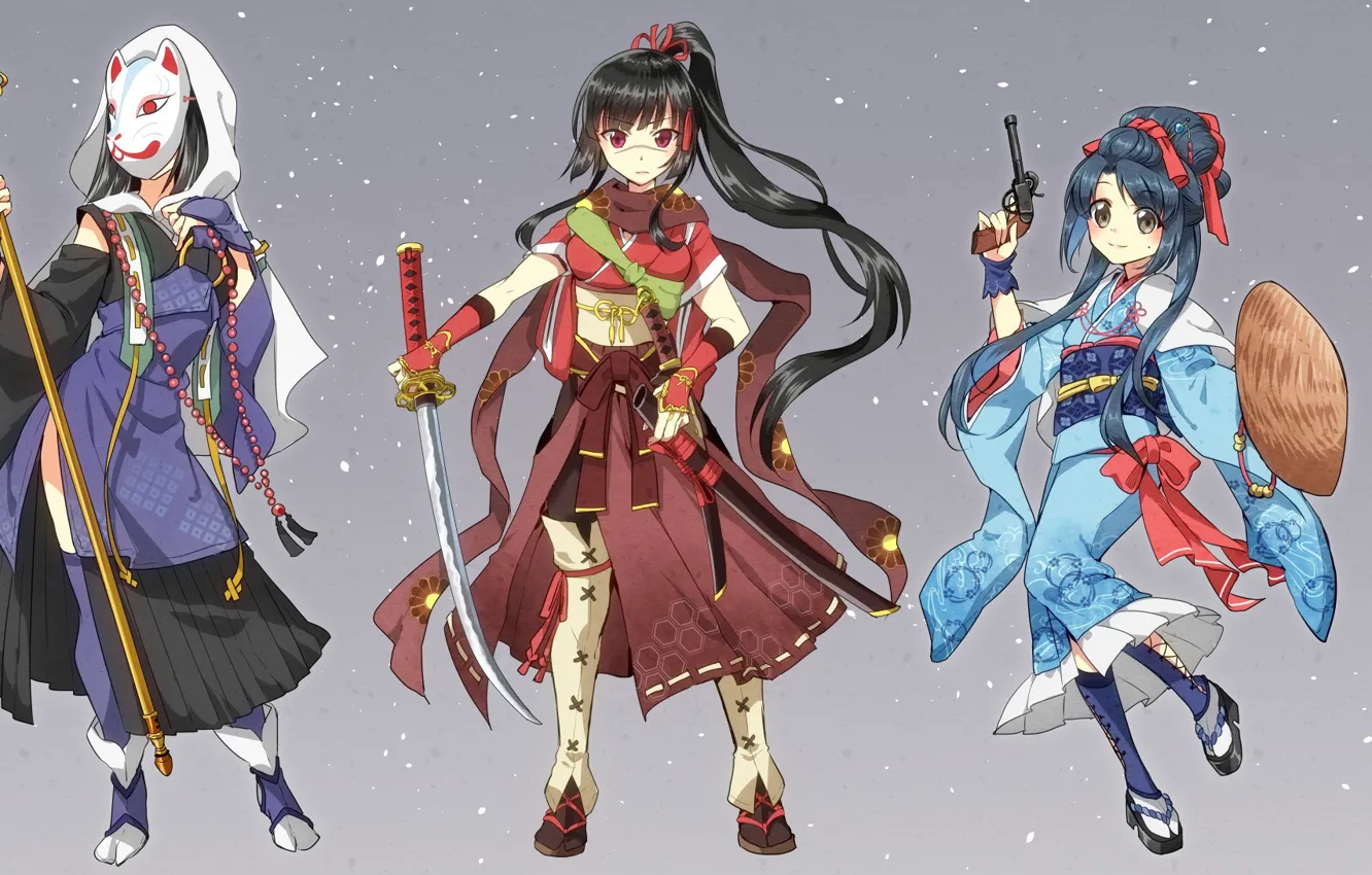 Photo wallpaper sword, gun, fox, weapon, anime, katana, ken, blade