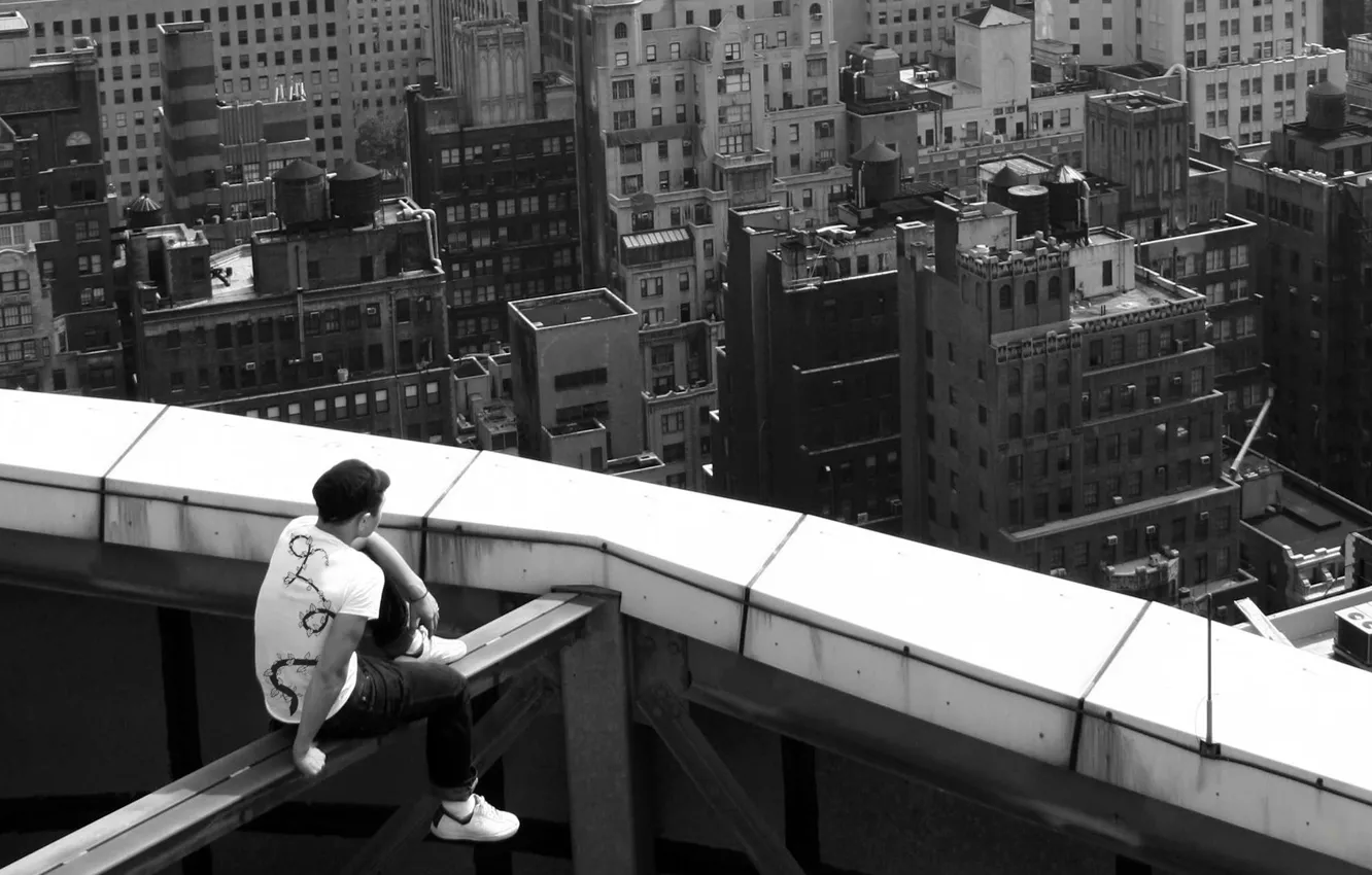 Photo wallpaper building, height, guy