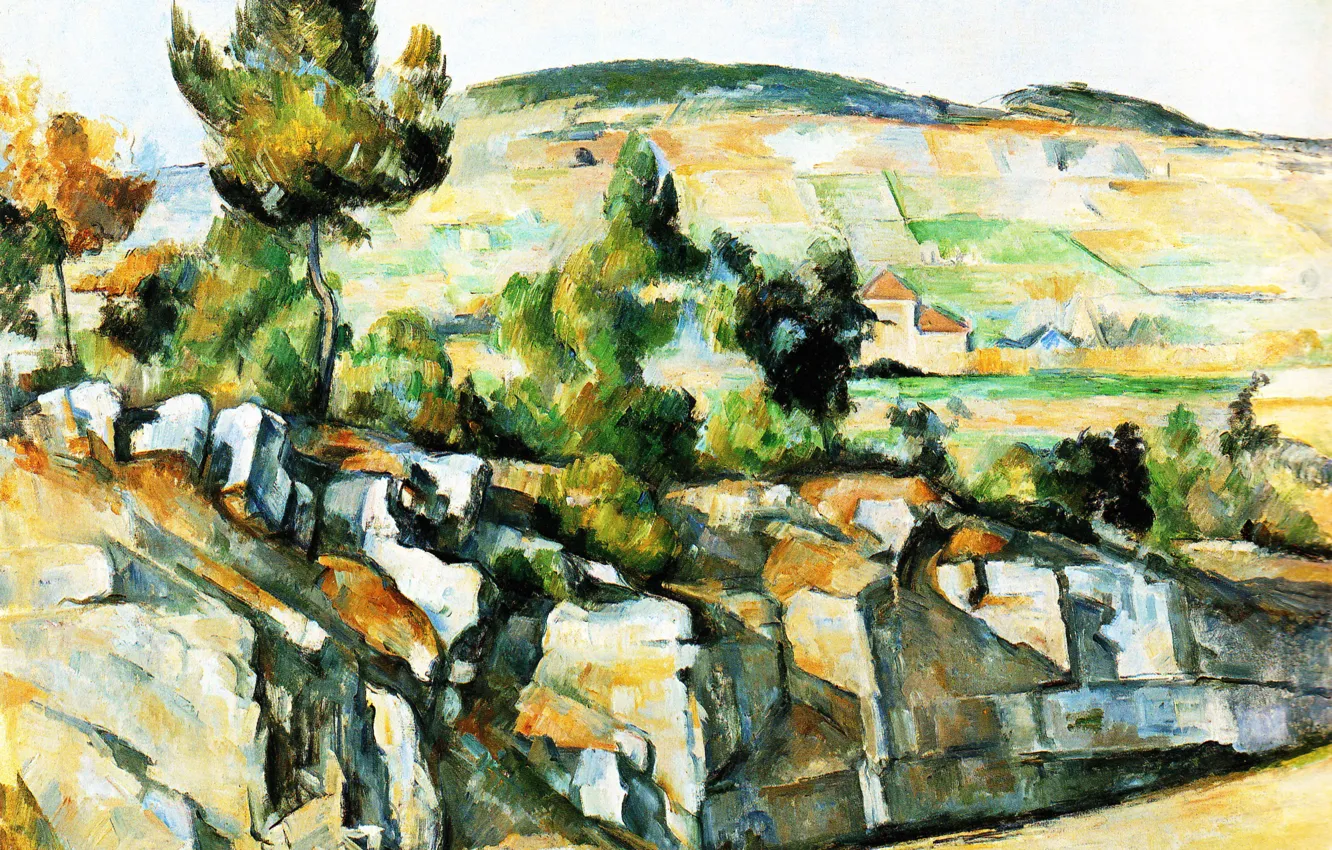 Photo wallpaper landscape, picture, Paul Cezanne, Paul Cezanne, Hillside in Provence