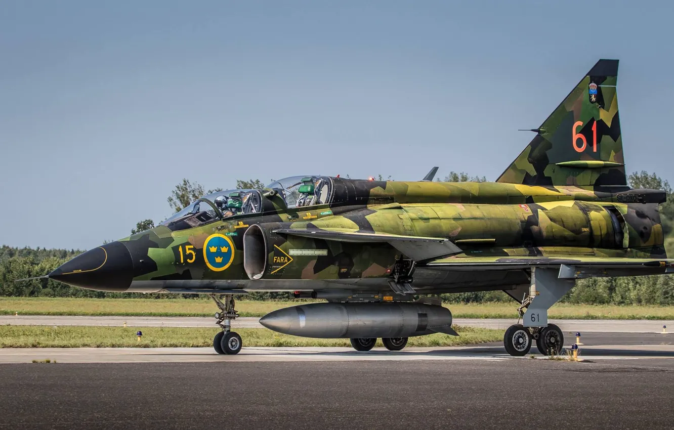 Photo wallpaper Fighter, Pilot, Chassis, You CAN, Swedish air force, Can 37 Viggen, PTB, Gdynia Aerobaltic 2019
