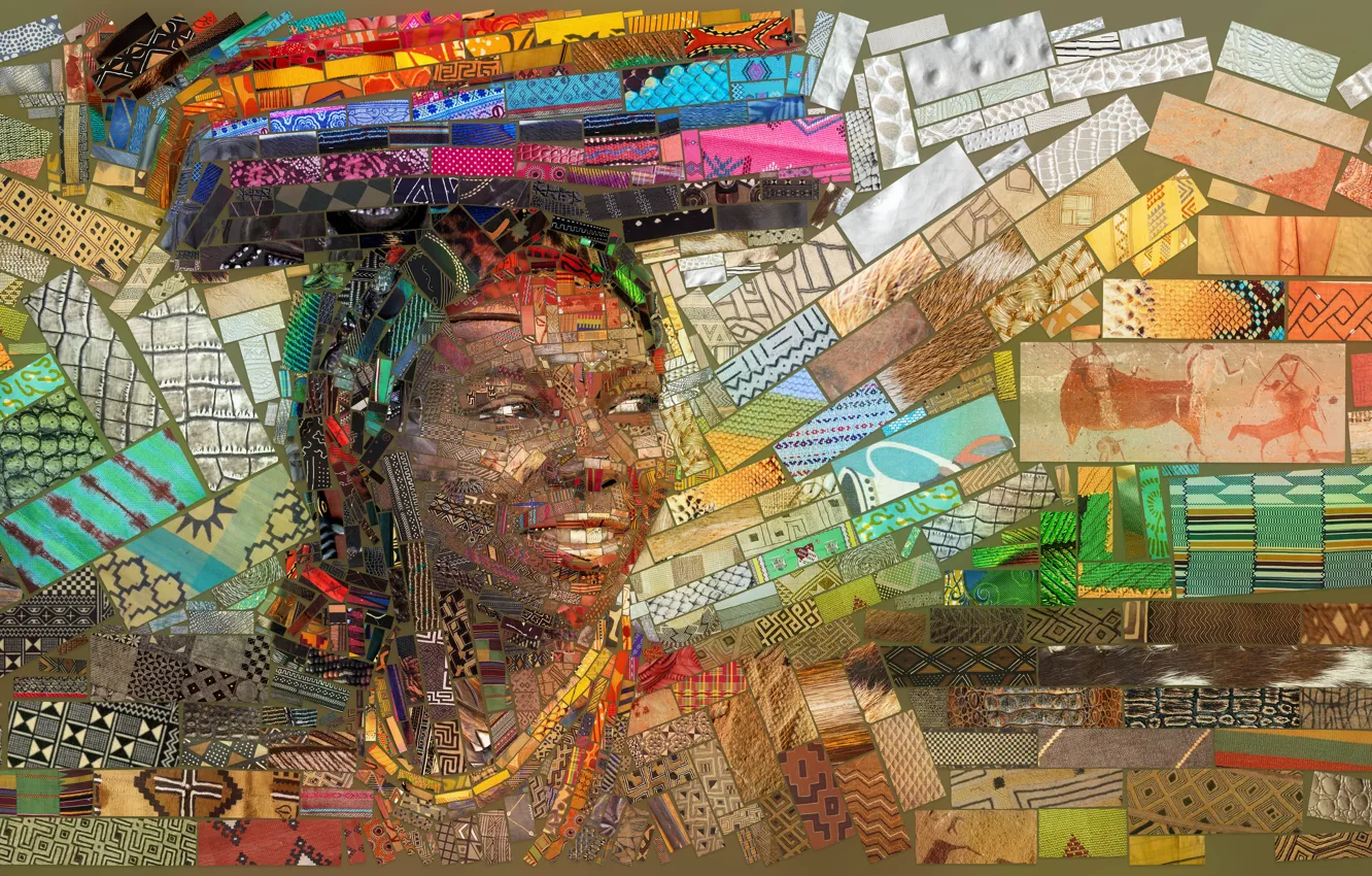 Photo wallpaper mosaic, background, Africa, illustration
