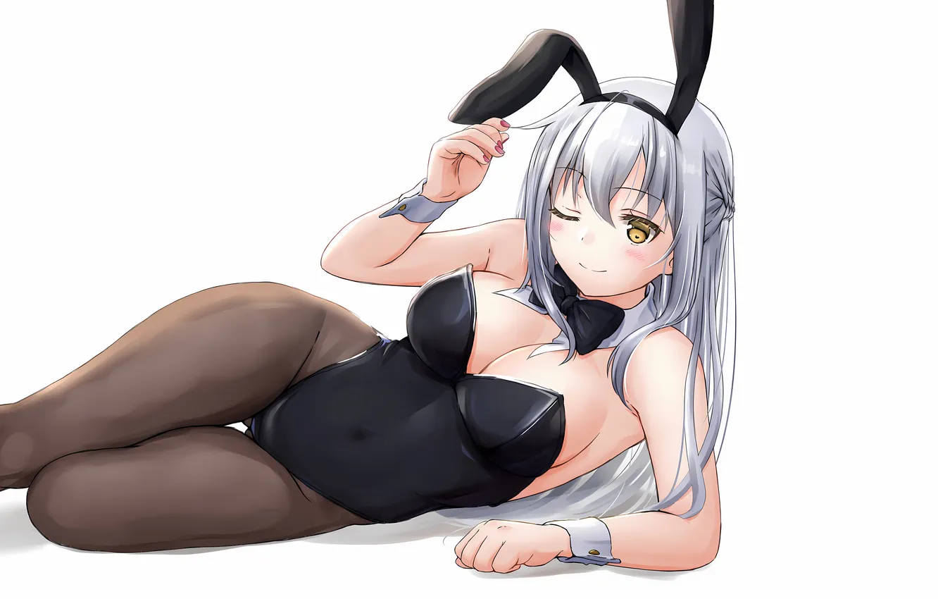 Photo wallpaper girl, sexy, cleavage, long hair, legs, boobs, animal ears, anime