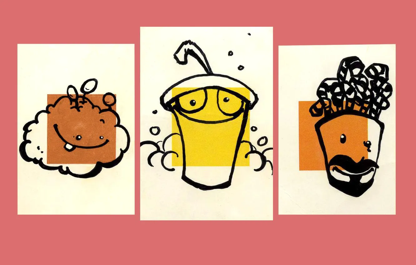Photo wallpaper Shake, Aqua Teen Hunger Force, Cup, Fry, Meatball