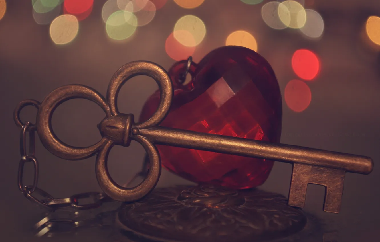 Photo wallpaper heart, key, pendant