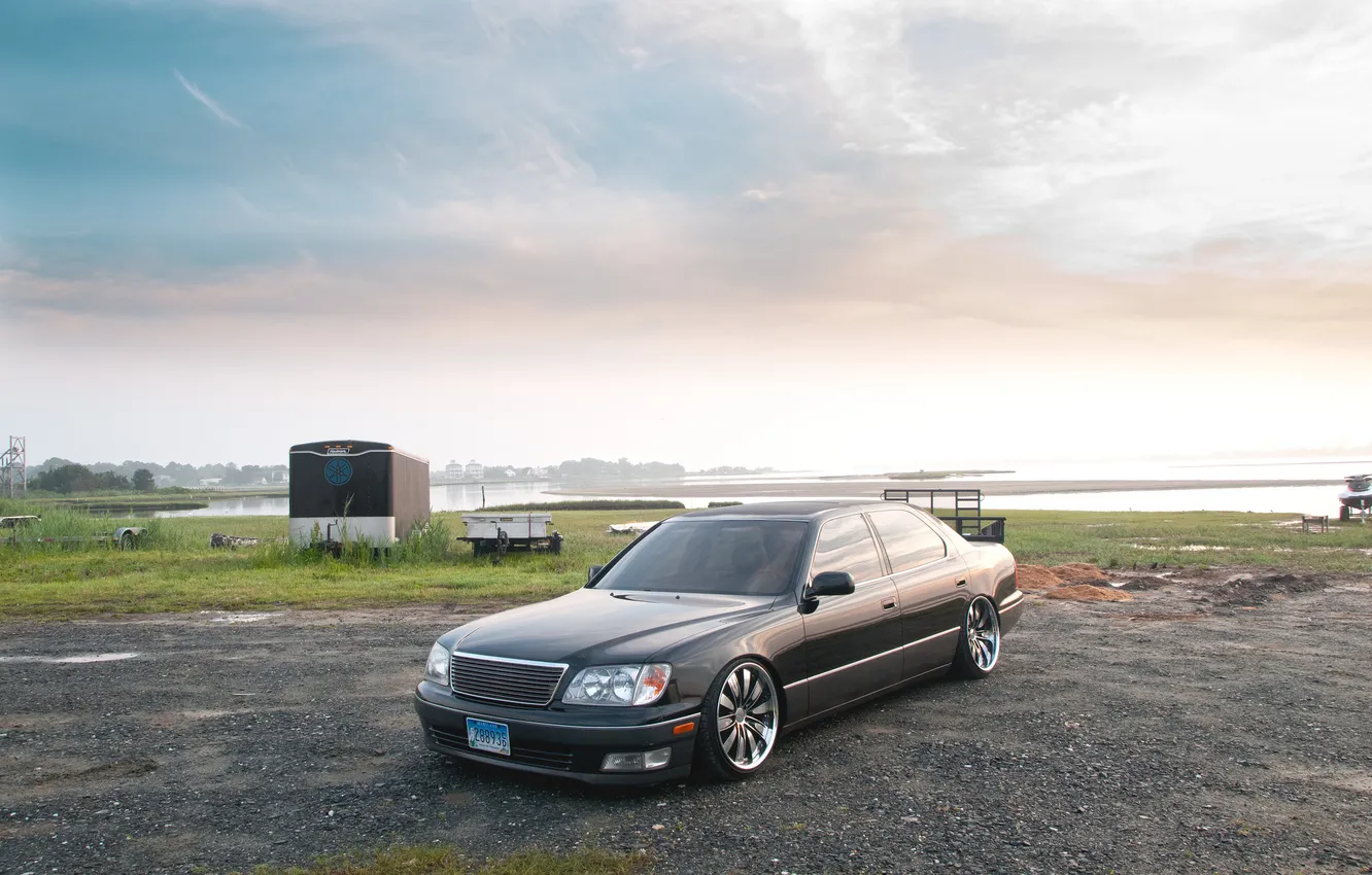 Photo wallpaper clouds, grey, tuning, Toyota, Toyota, VIP, celsior