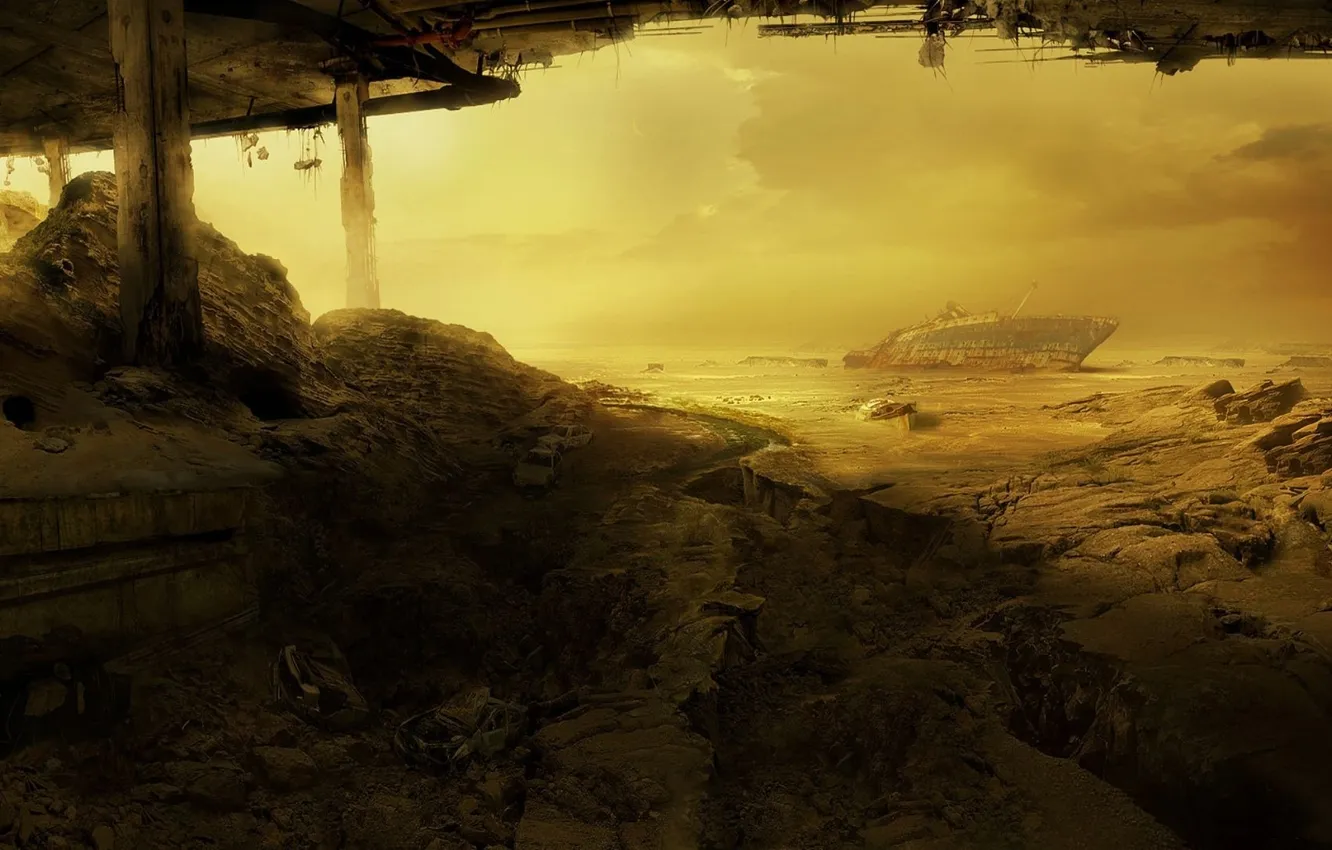 Photo wallpaper bridge, earth, technique, drought, ruins