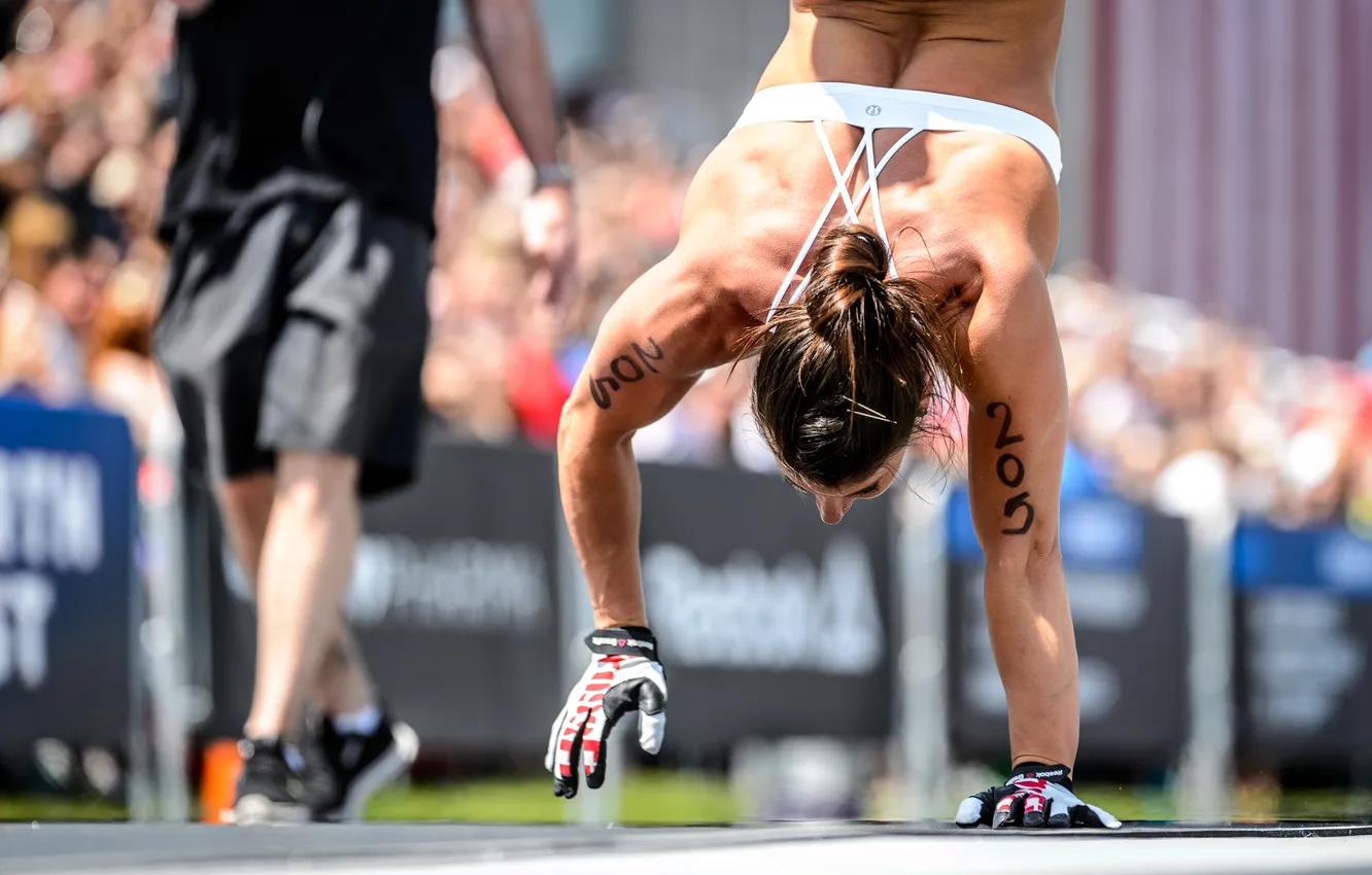 Photo wallpaper blonde, Competition, vertical, crossfit