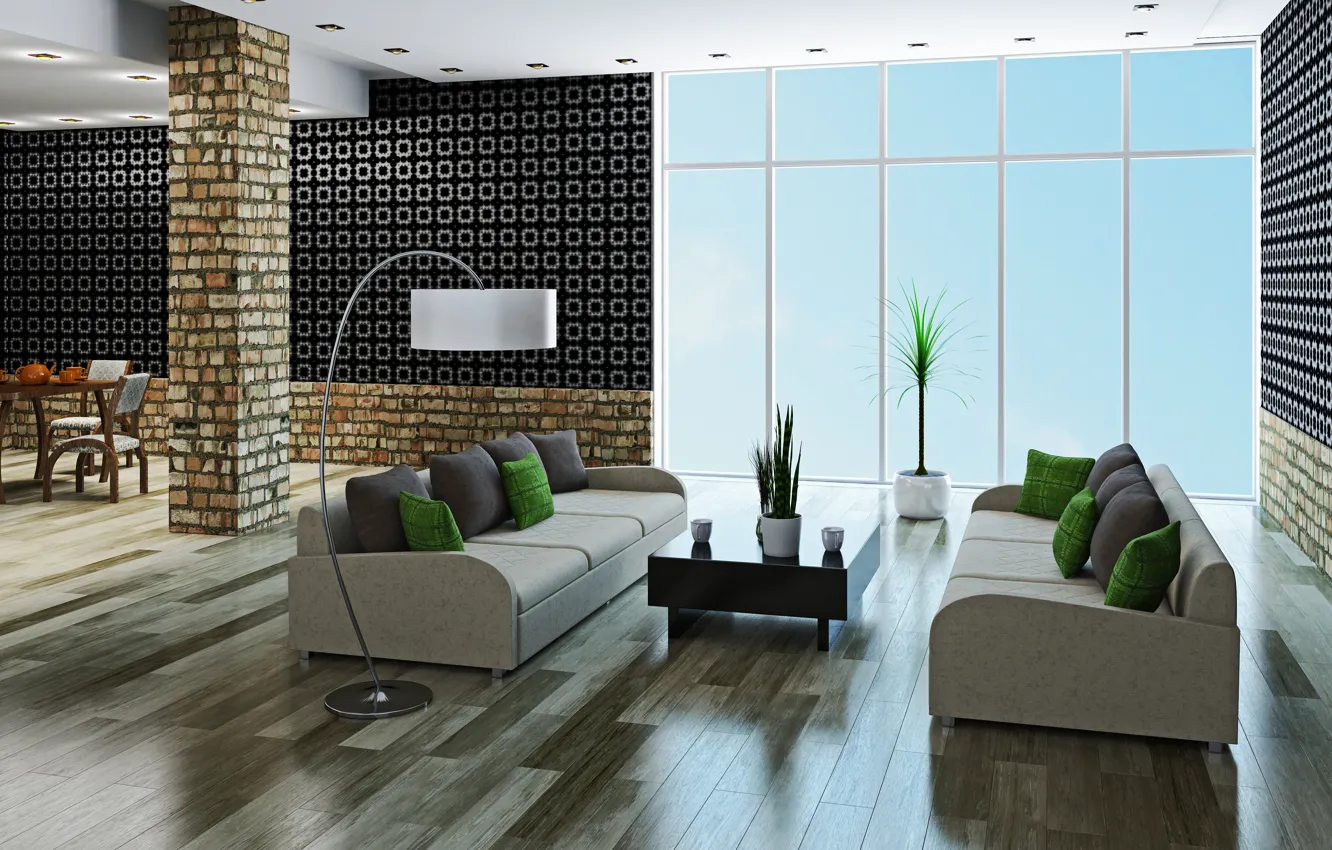 Photo wallpaper sofa, interior, pillow, modern, interior, modern, table, couch