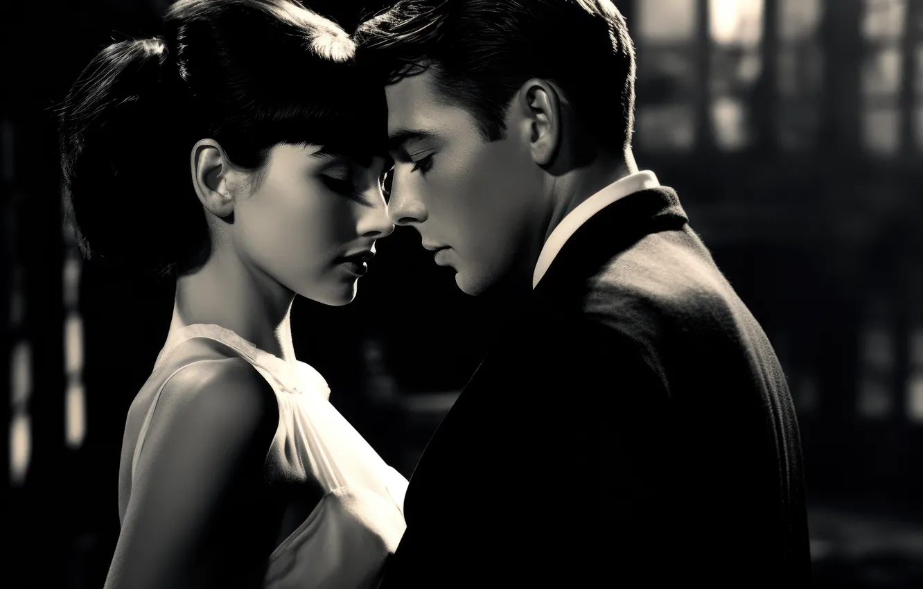 Photo wallpaper look, girl, light, love, night, face, the city, pose