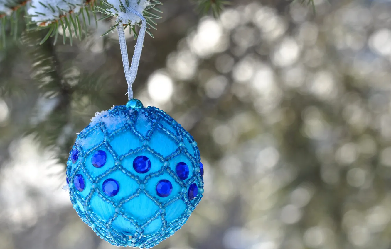 Photo wallpaper winter, balls, holiday, balls, toy, Christmas