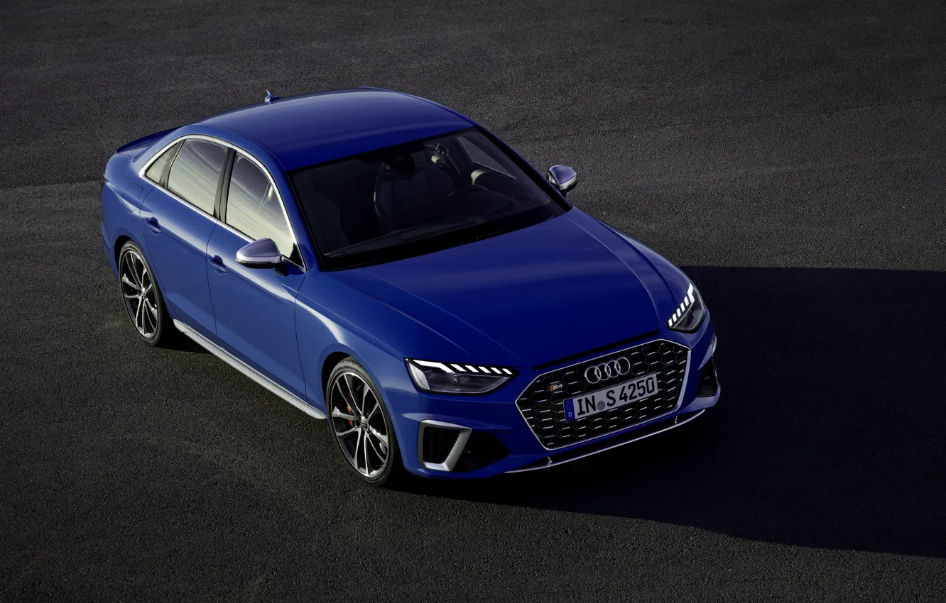 Photo wallpaper asphalt, blue, Audi, sedan, Audi A4, Audi S4, 2019