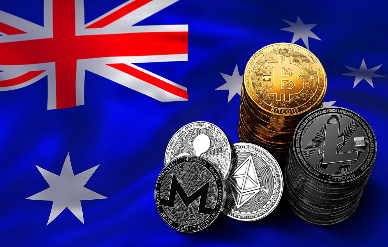 Photo wallpaper stars, flag, Australia, stars, flag, australia, bitcoin, ripple