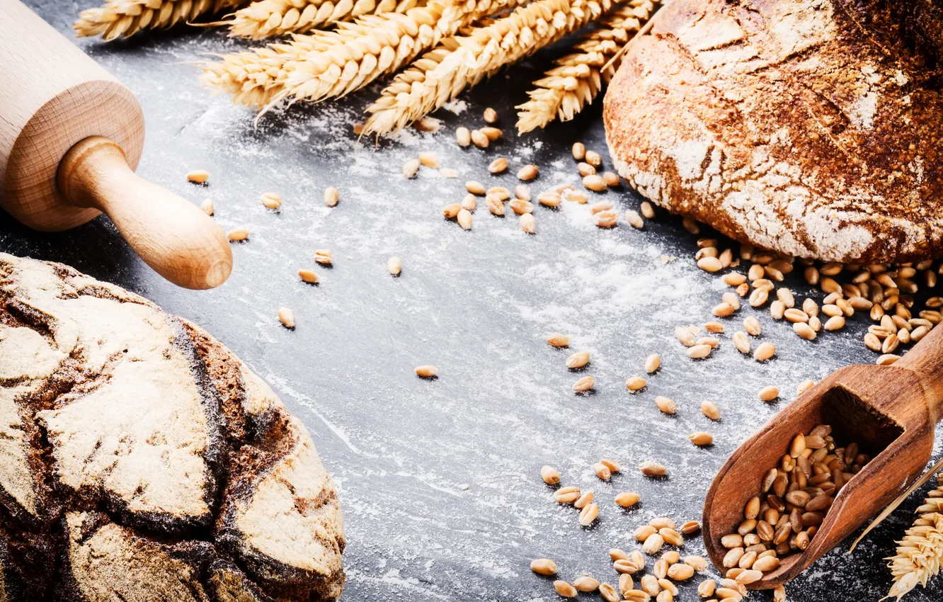 Photo wallpaper wheat, bread, fresh, cakes, roll, flour, bread
