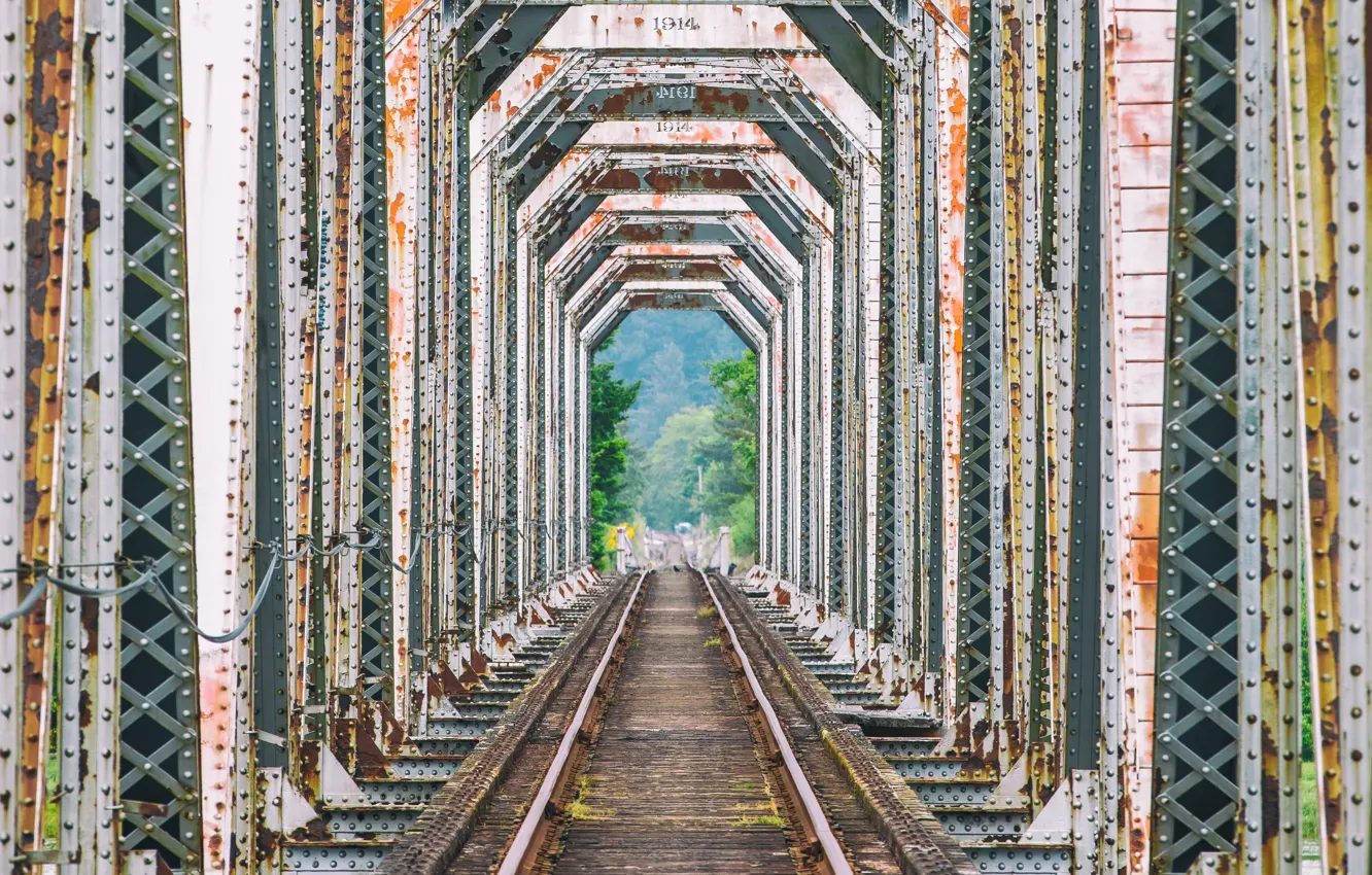 Photo wallpaper bridge, rust, rail road