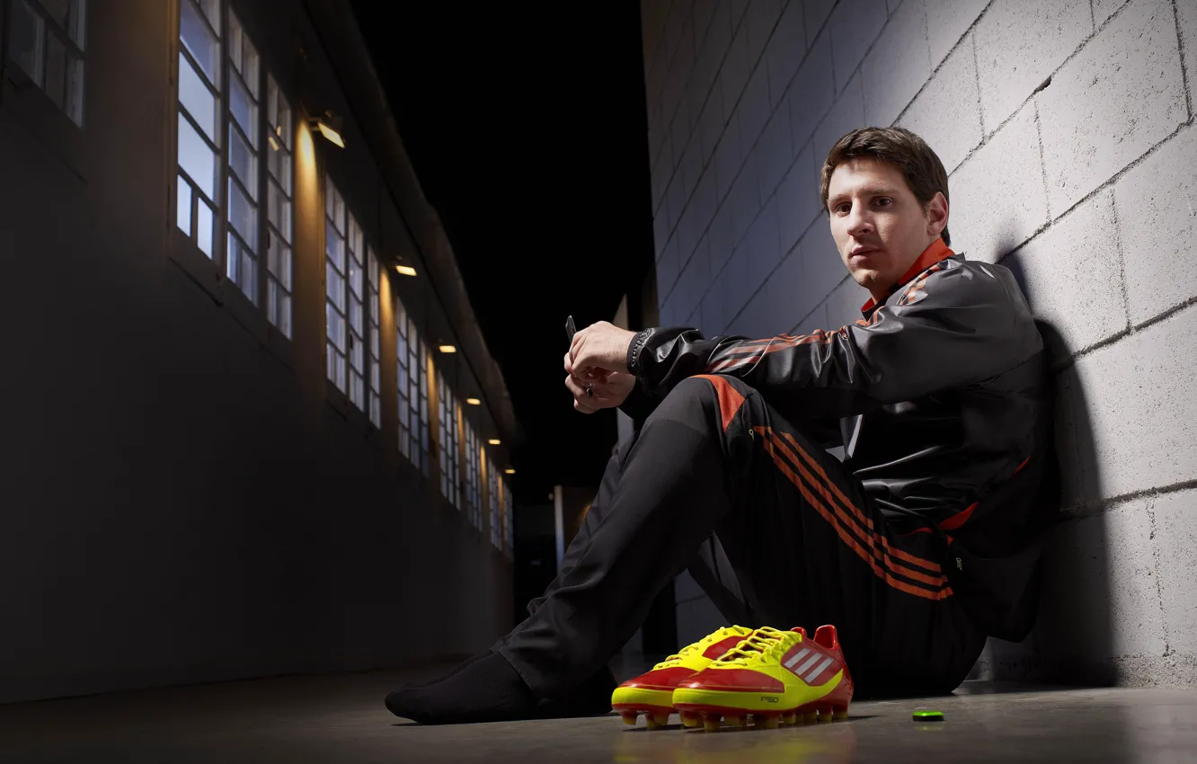 Photo wallpaper football, celebrity, player, adidas, lionel messi, messi, Messi, cleats