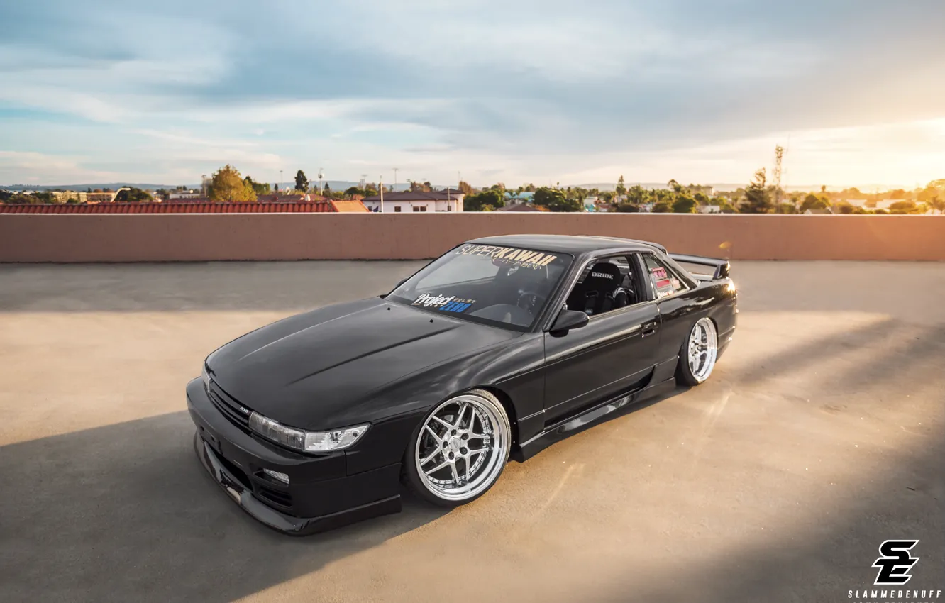 Photo wallpaper s13, the evening, Silvia, Nissan, the roofs of the houses, Nissan, Sylvia