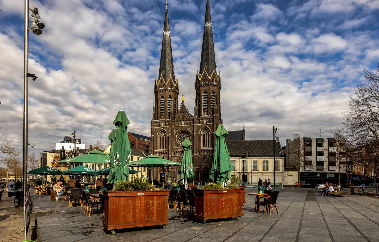 Photo wallpaper area, Church, cafe, Netherlands, Tilburg