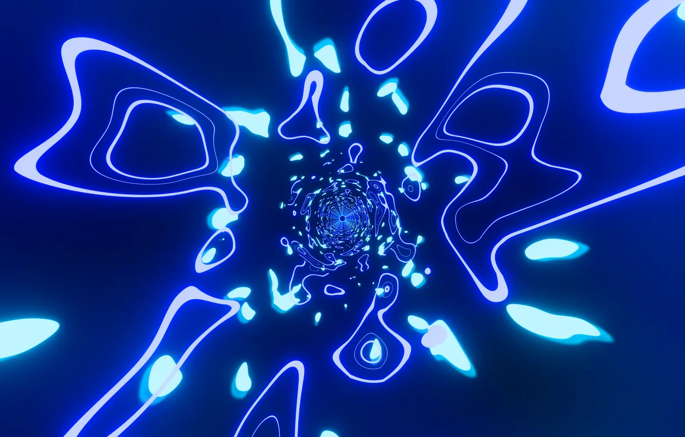 Photo wallpaper abstract, waves, blue, neon, blue background, digital art