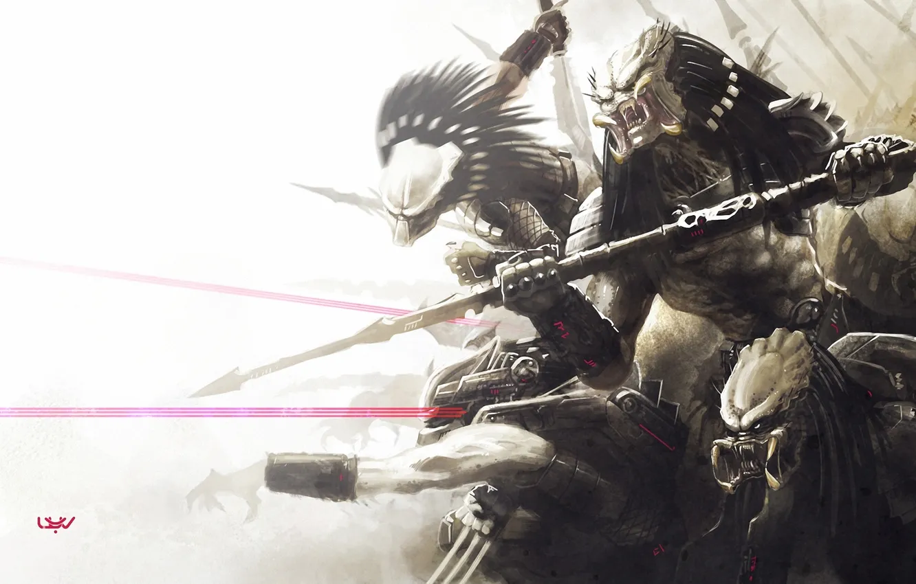 Photo wallpaper weapons, predator, art, laser, battle, Predator