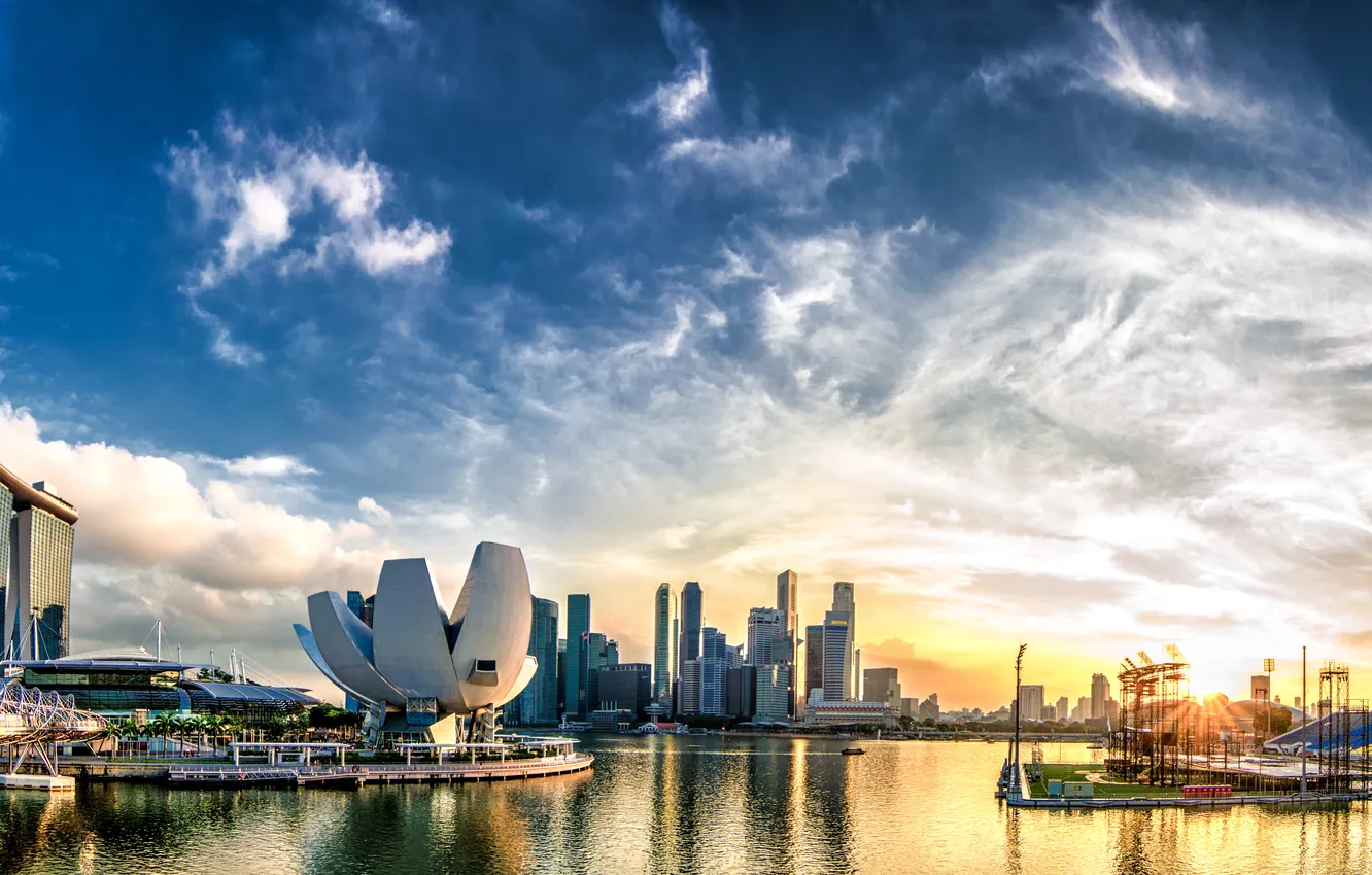 Photo wallpaper sky, water, Singapore, buildings