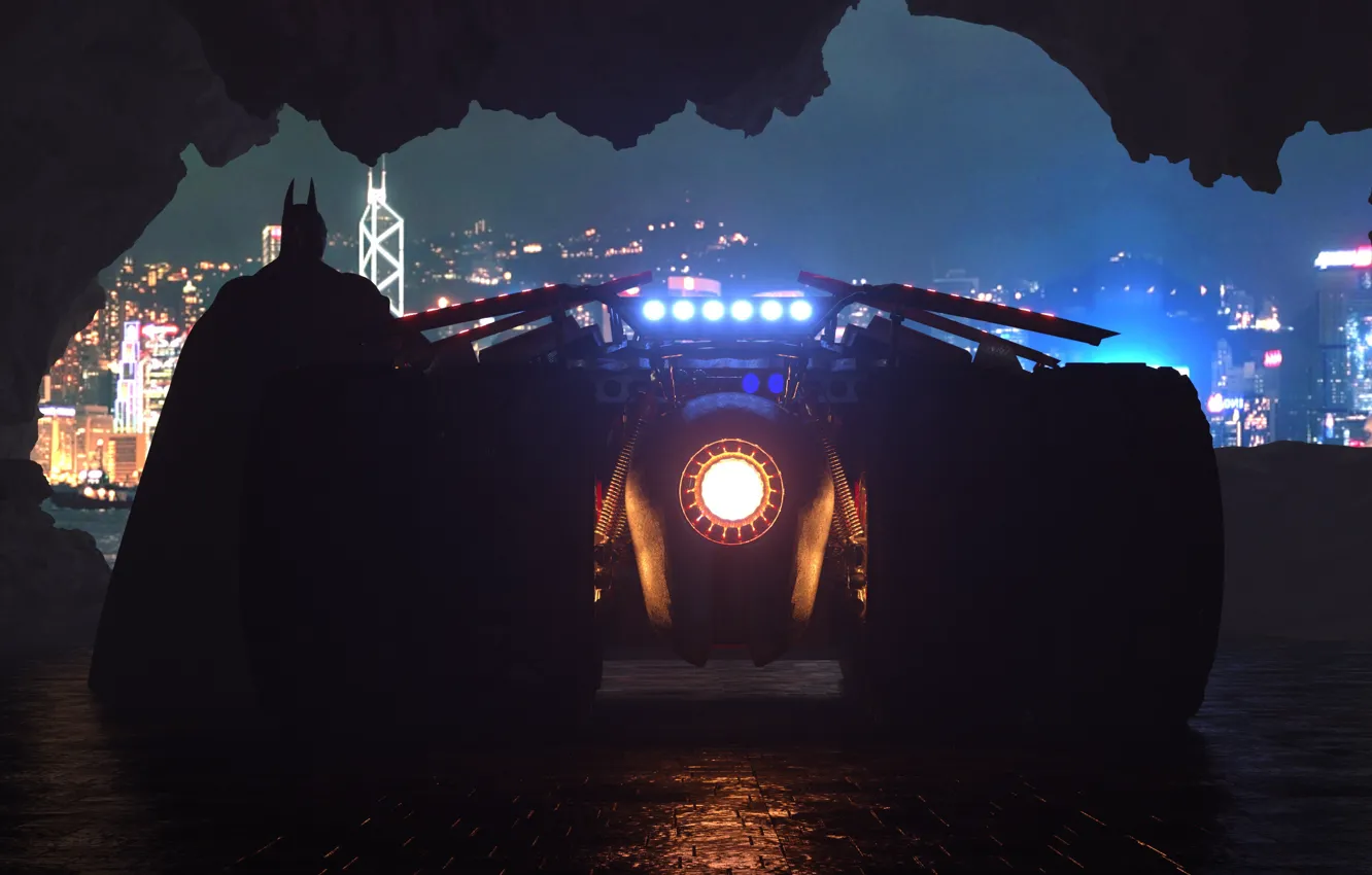 Photo wallpaper Batman, art, Batmobile, Unreal Engine