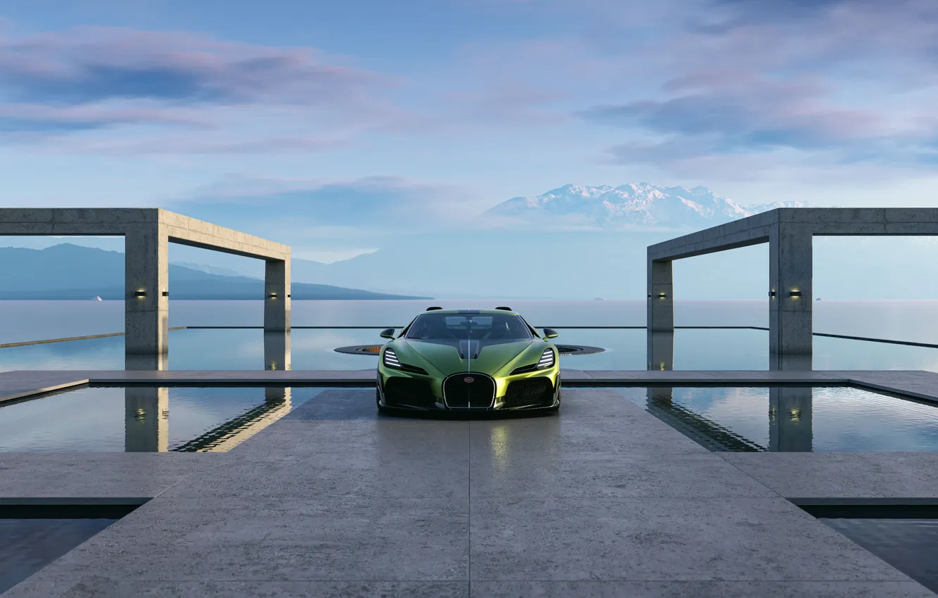 Photo wallpaper coupe, Bugatti, Bugatti, Coupe, hypercar, Hypercar, the only instance, brouillard