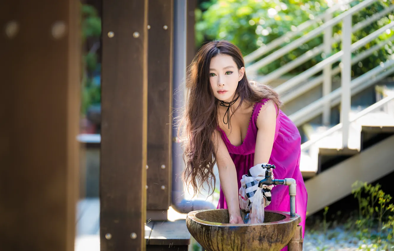 Photo wallpaper girl, Asian, clean