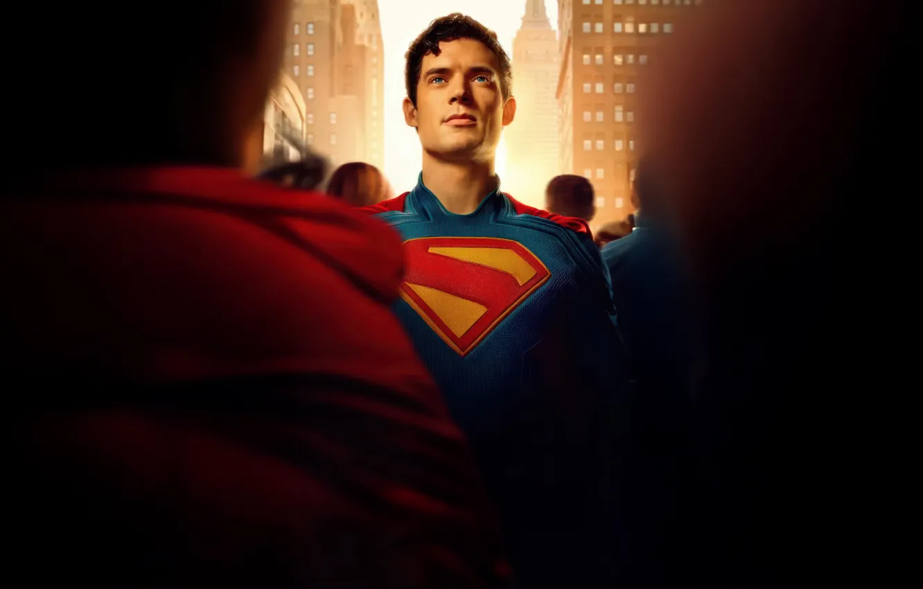 Photo wallpaper the city, fiction, the crowd, people, costume, Superman, action, poster