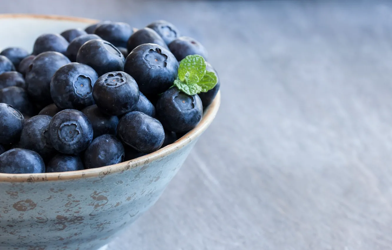 Photo wallpaper berries, background, blueberries, bowl