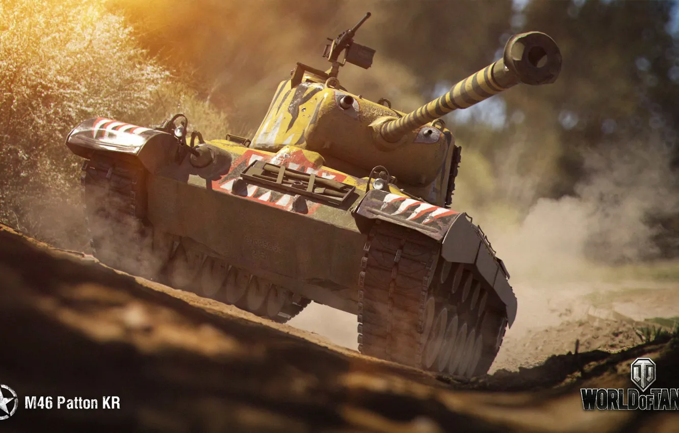 Photo wallpaper technique, tank, World of Tanks, M46 Patton KR, camouflage.