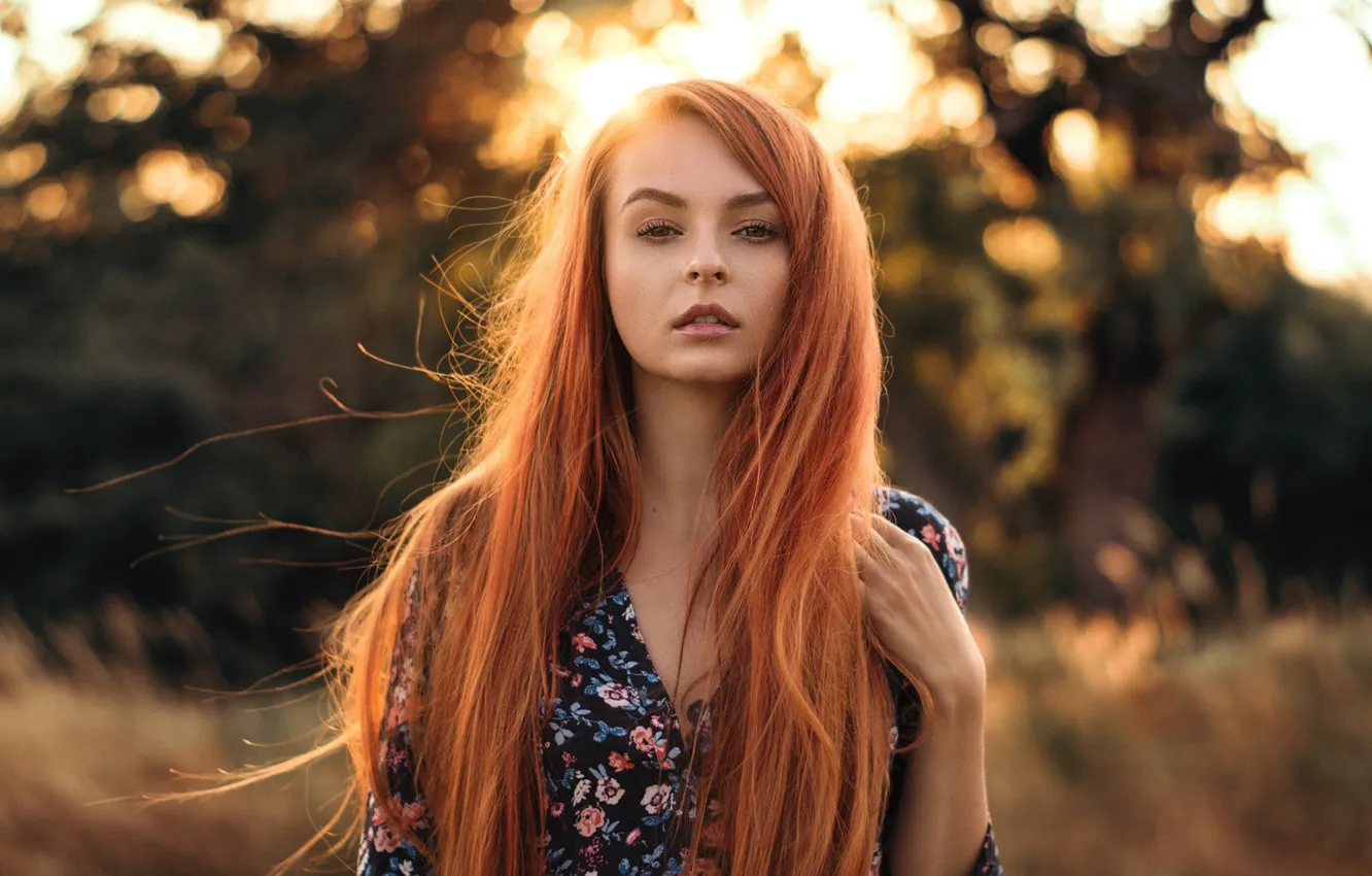 Photo wallpaper girl, light, hair, red, Martin Kühn, Katja