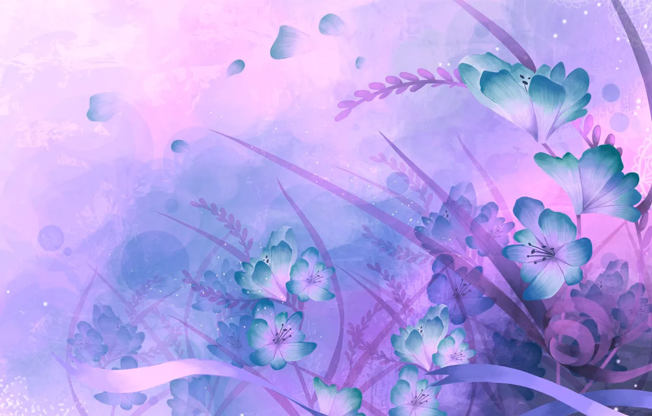 Photo wallpaper grass, flowers, nature, meadow