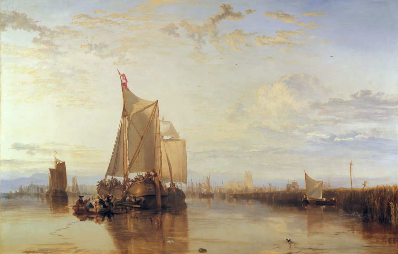 Photo wallpaper ship, picture, port, sail, seascape, William Turner