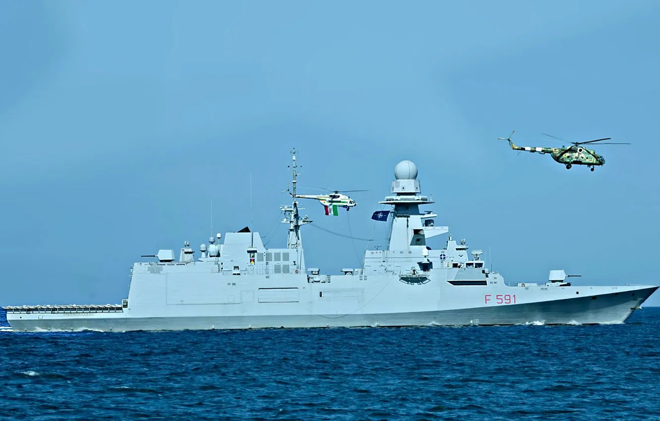 Photo wallpaper frigate, FREMM, The Italian Navy, Virginio Fasan, F 591