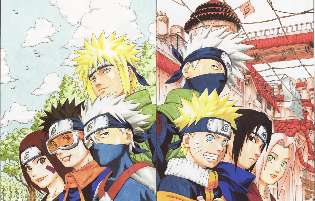 Photo wallpaper Anime, naruto, sakura, sasuke, kakashi, rin, obito, minato