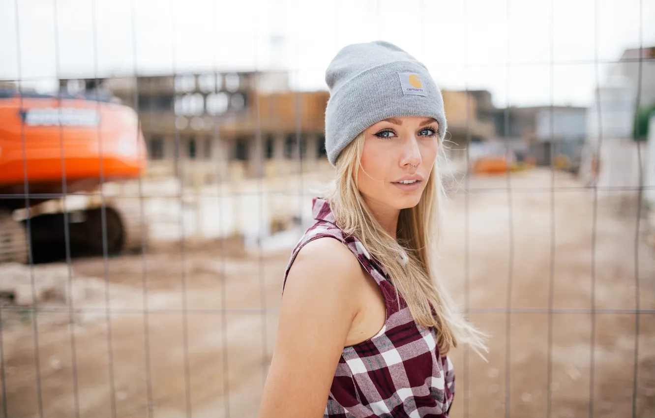 Photo wallpaper girl, hat, piercing