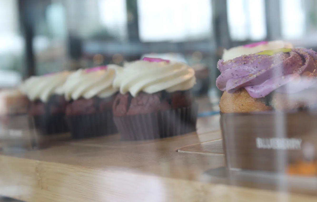 Photo wallpaper cake, showcase, cupcakes