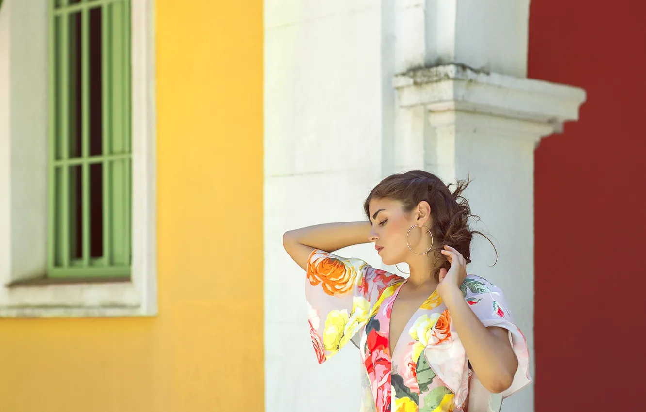 Photo wallpaper girl, home, dress