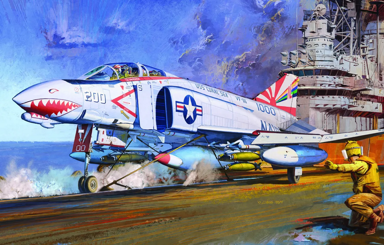 Photo wallpaper Phantom II, fighter-interceptor, double, McDonnell Douglas, US NAVY, Chang Heum, F-4B, fighter-bomber for the US …