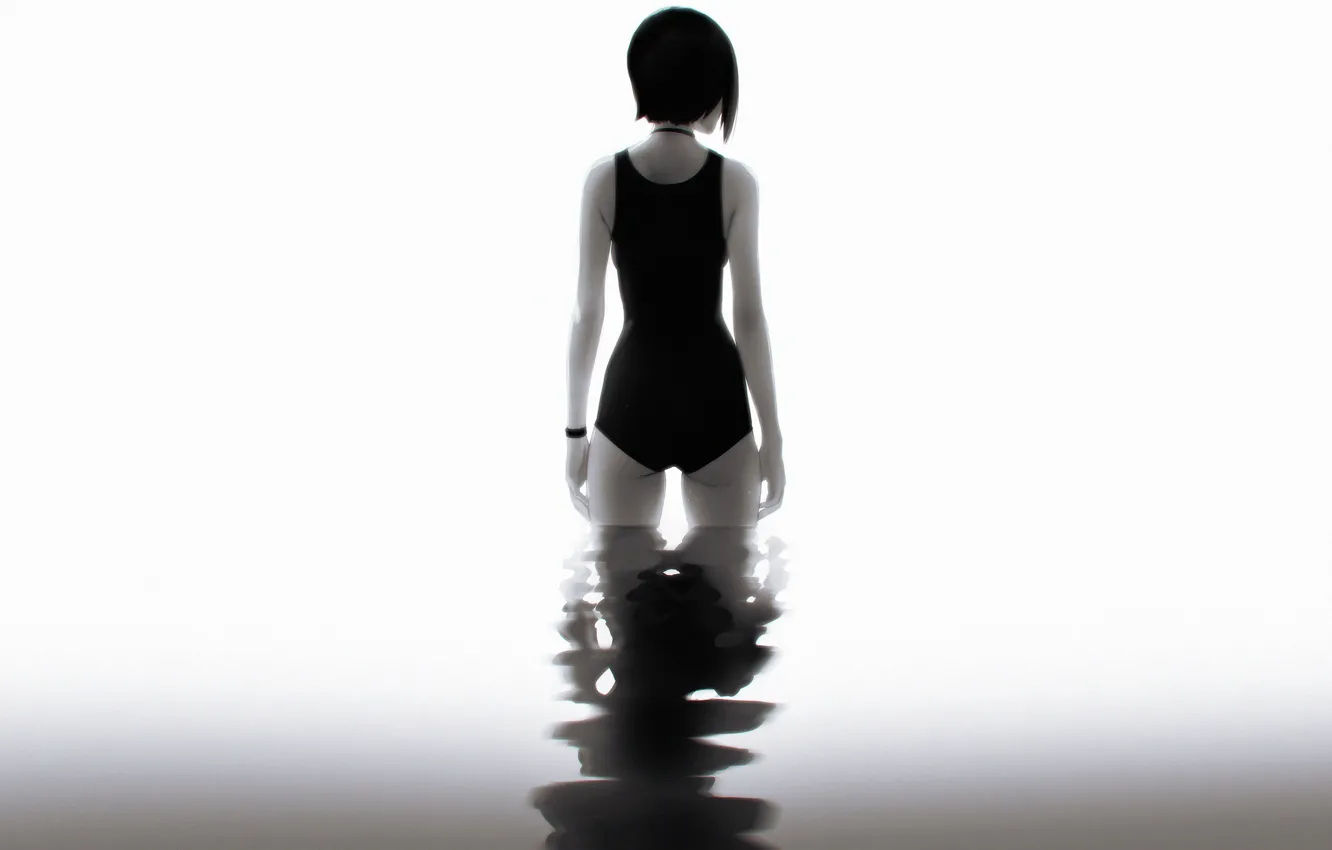 Photo wallpaper Water, Girl, Figure, White, Background, Art, by Ilya Kuvshinov, Ilya Kuvshinov