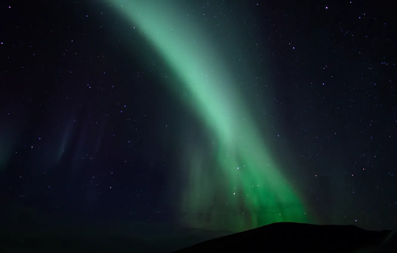 Photo wallpaper the sky, stars, clouds, night, nature, Northern lights