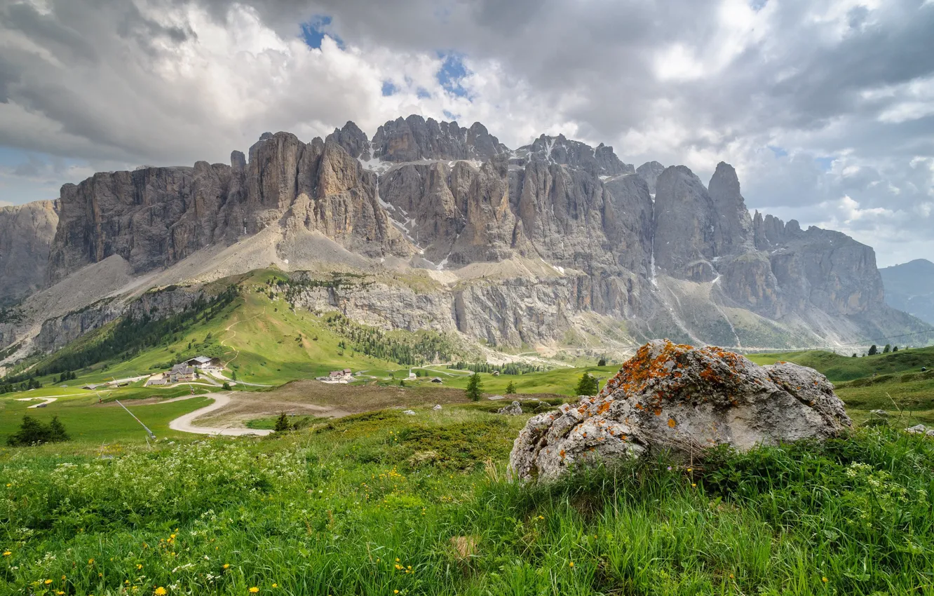 Photo wallpaper mountains, Alps, Italy, Gardena Pass