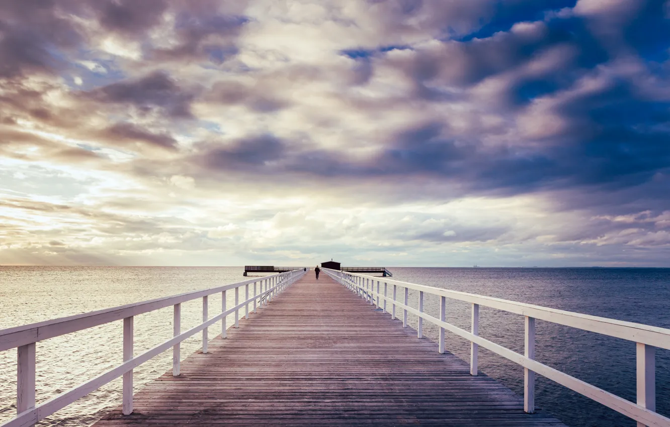 Photo wallpaper sea, horizon, pierce, Infinity, sea, who, infinity, pier
