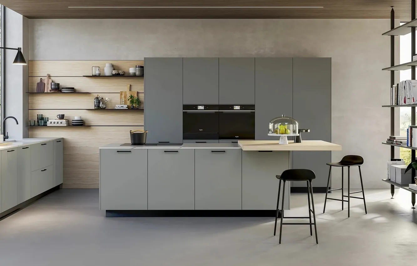 Photo wallpaper style, Villa, interior, Italy, kitchen, dining room, dining area, Italian design