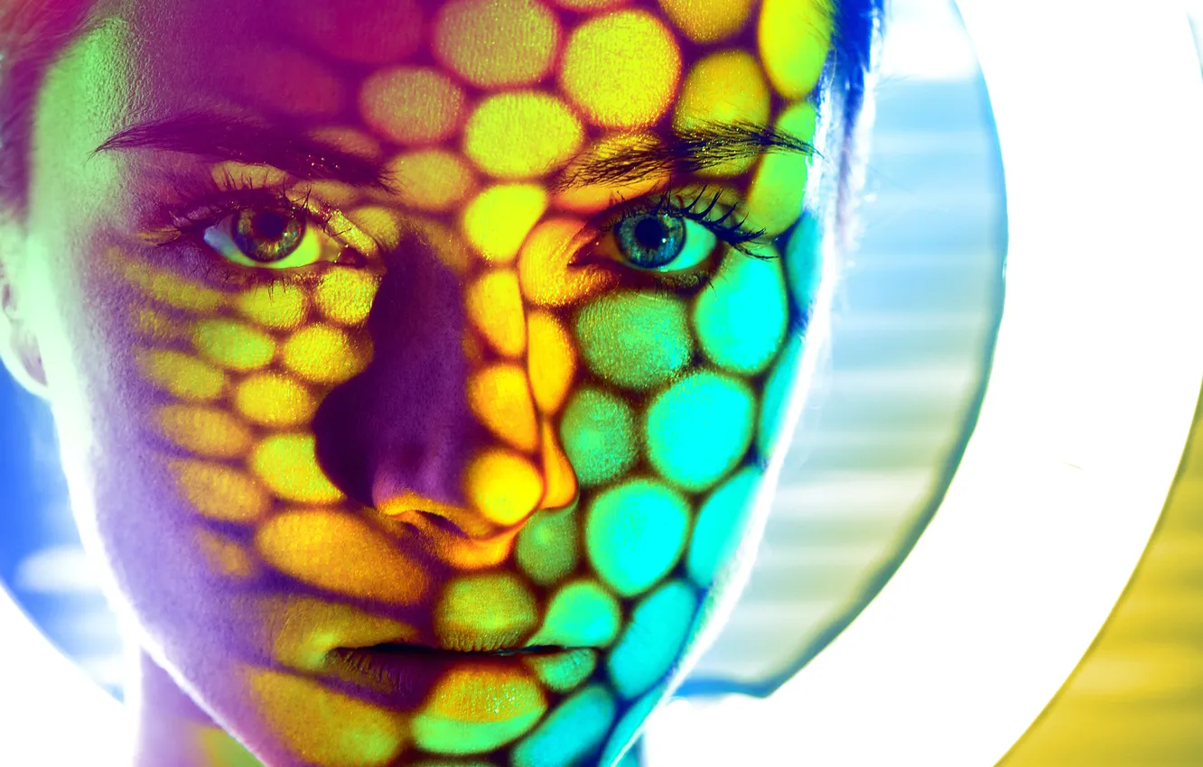 Photo wallpaper look, girl, face, eyelashes, model, shadow