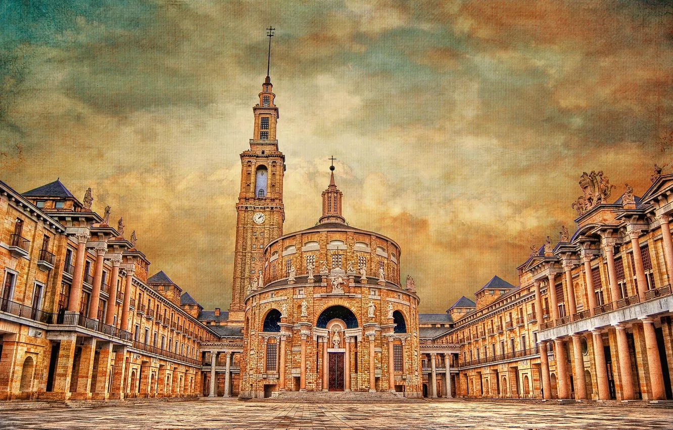 Photo wallpaper the sky, clouds, tower, home, Spain, canvas, University