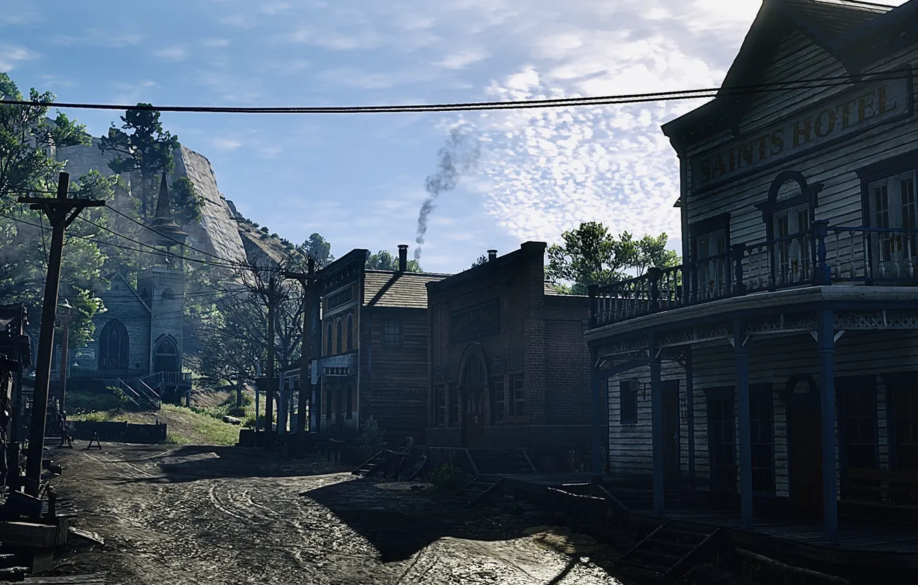 Photo wallpaper HDR, game, sky, clouds, valentine, UHD, 4k, Red Dead Redemption 2