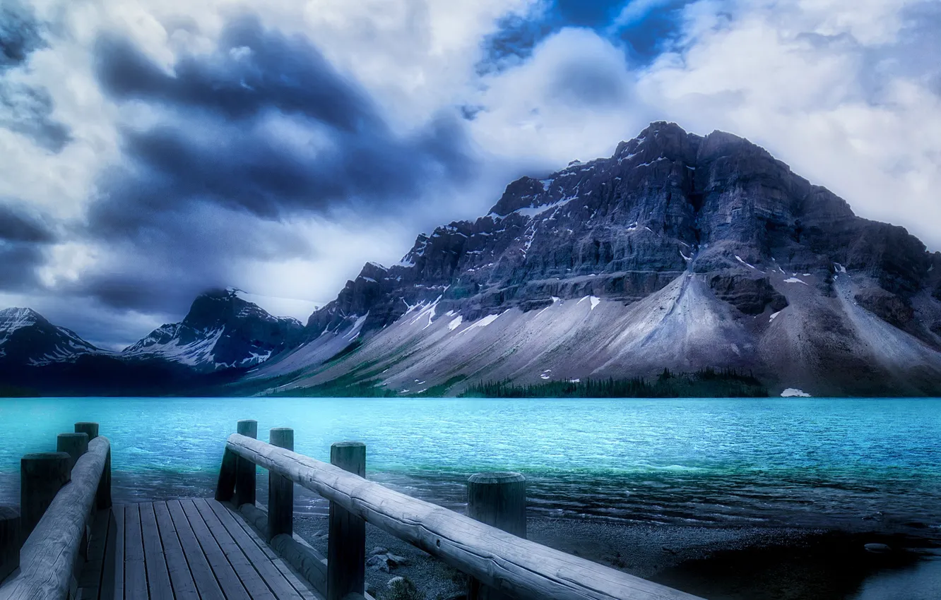 Photo wallpaper water, mountains, lake