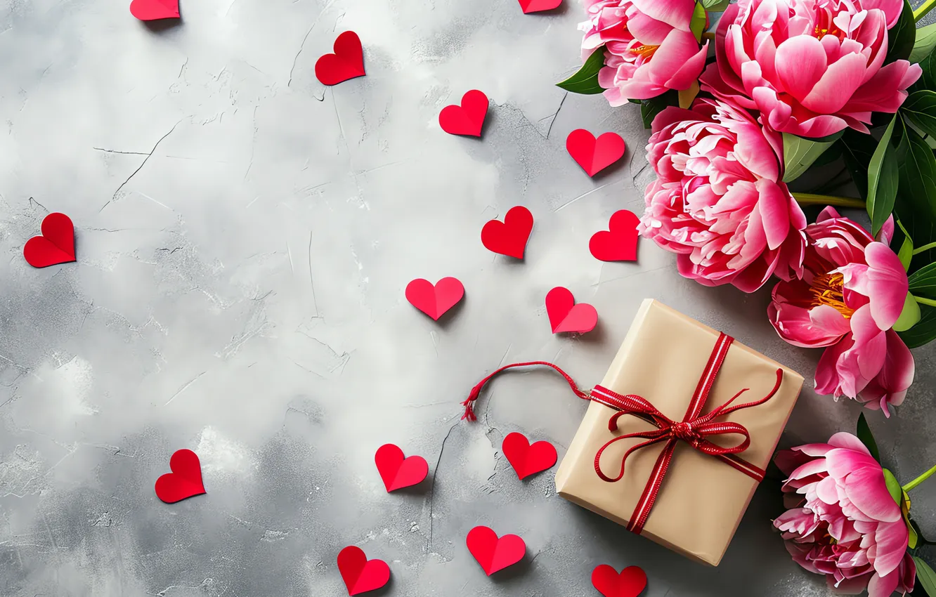 Photo wallpaper love, flowers, gift, romance, love, Valentine's day, heart, flowers